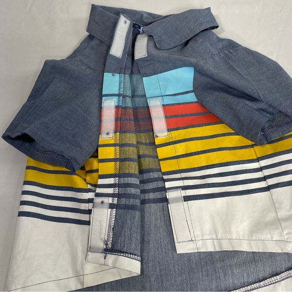 Top Paw Blue ,Red & Yello Striped Doggy Camp Shirt- X-Large - Picture 3 of 7